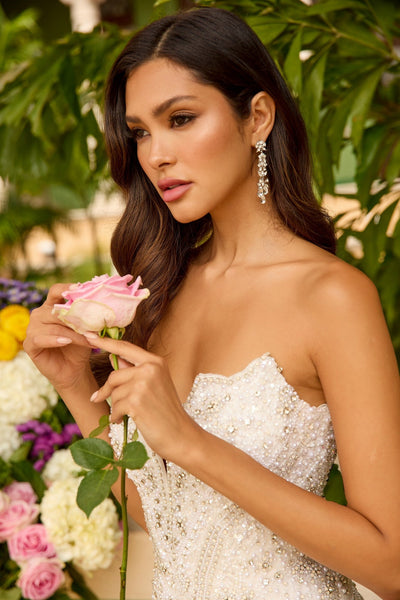 Ava Presley 47244 Floor-Length Fitted Strapless V-Neck Beaded Dress