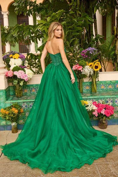 Ava Presley 47255 A-Line Strapless Back Zipper Train Prom Dress