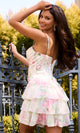 Jovani 47281 - Tiered Skirt Floral Print A-line Dress