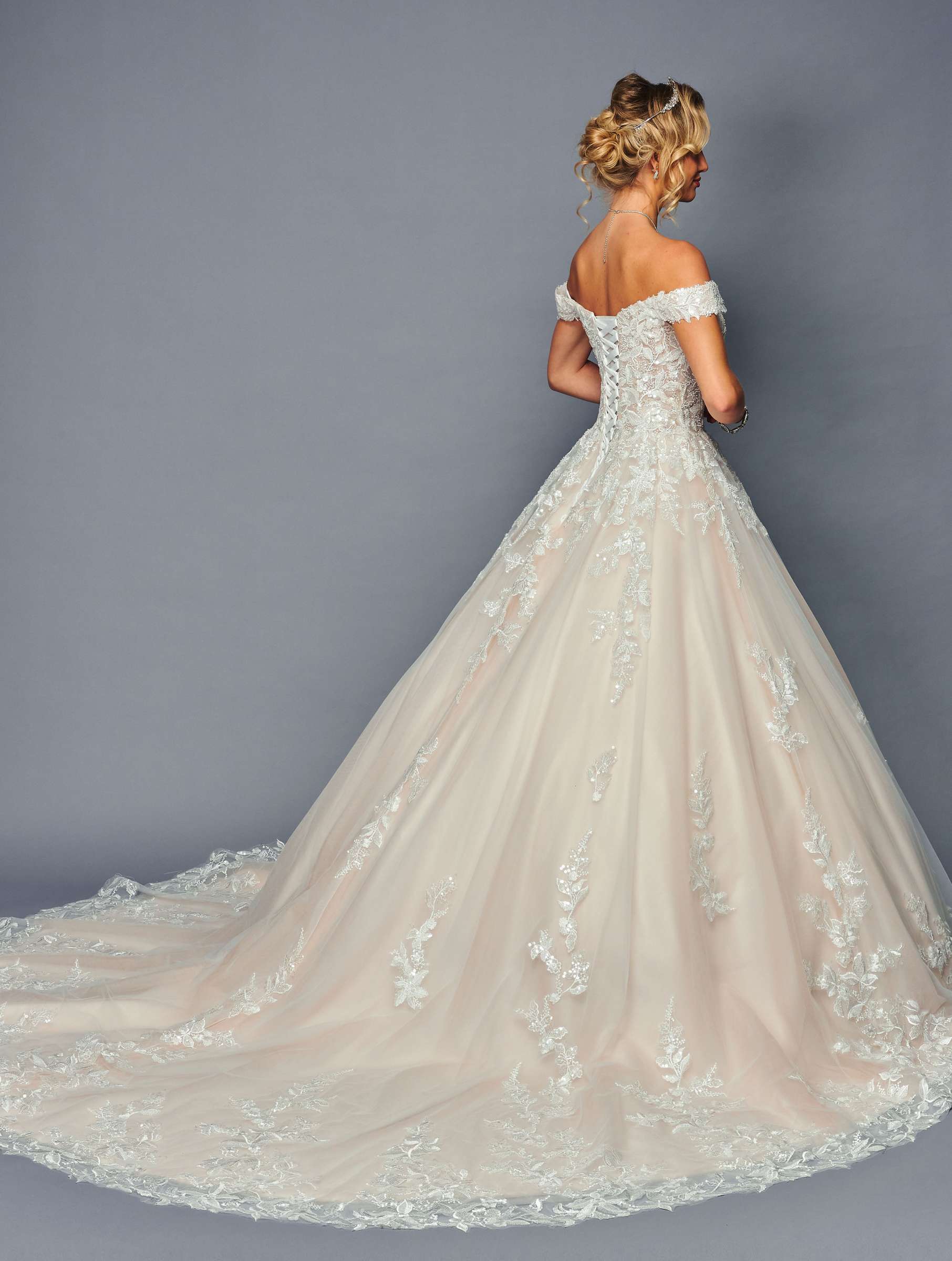DeKlaire Bridal 475 Long Off the Shoulder Sweetheart Neck Wedding Ballgown