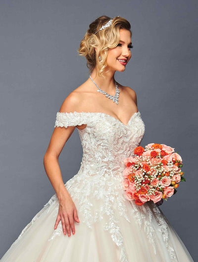 DeKlaire Bridal 475 Long Off the Shoulder Sweetheart Neck Wedding Ballgown