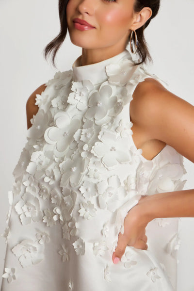 Sleeveless Floral Appliqué A-Line Cocktail Dress High Neck 3D Flower Dress by Jovani 47572
