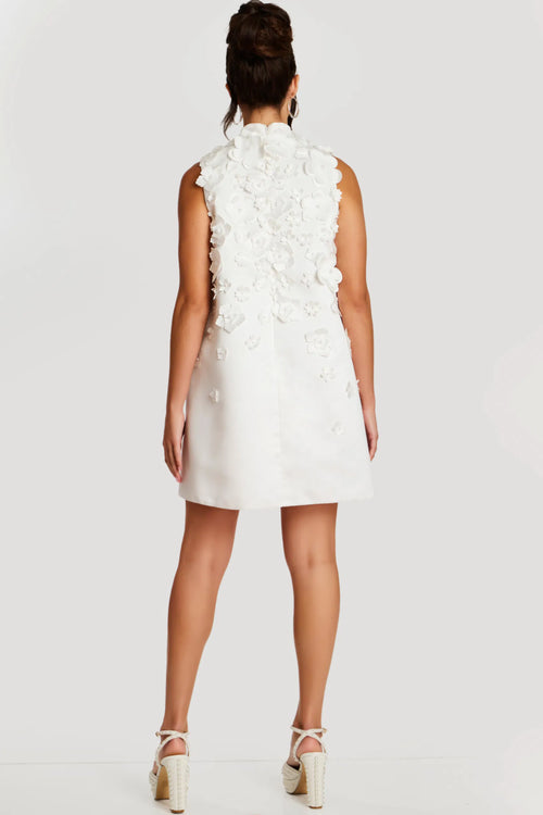Sleeveless Floral Appliqué A-Line Cocktail Dress High Neck 3D Flower Dress by Jovani 47572