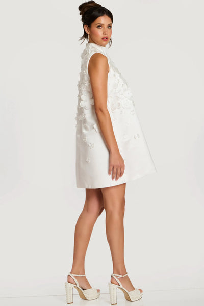 Sleeveless Floral Appliqué A-Line Cocktail Dress High Neck 3D Flower Dress by Jovani 47572