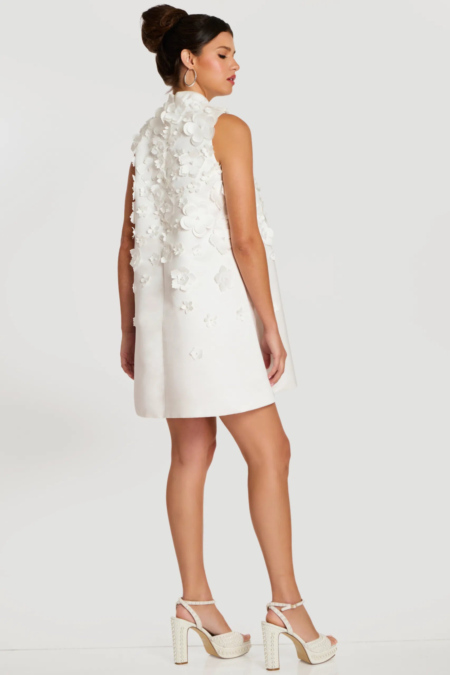 Sleeveless Floral Appliqué A-Line Cocktail Dress High Neck 3D Flower Dress by Jovani 47572
