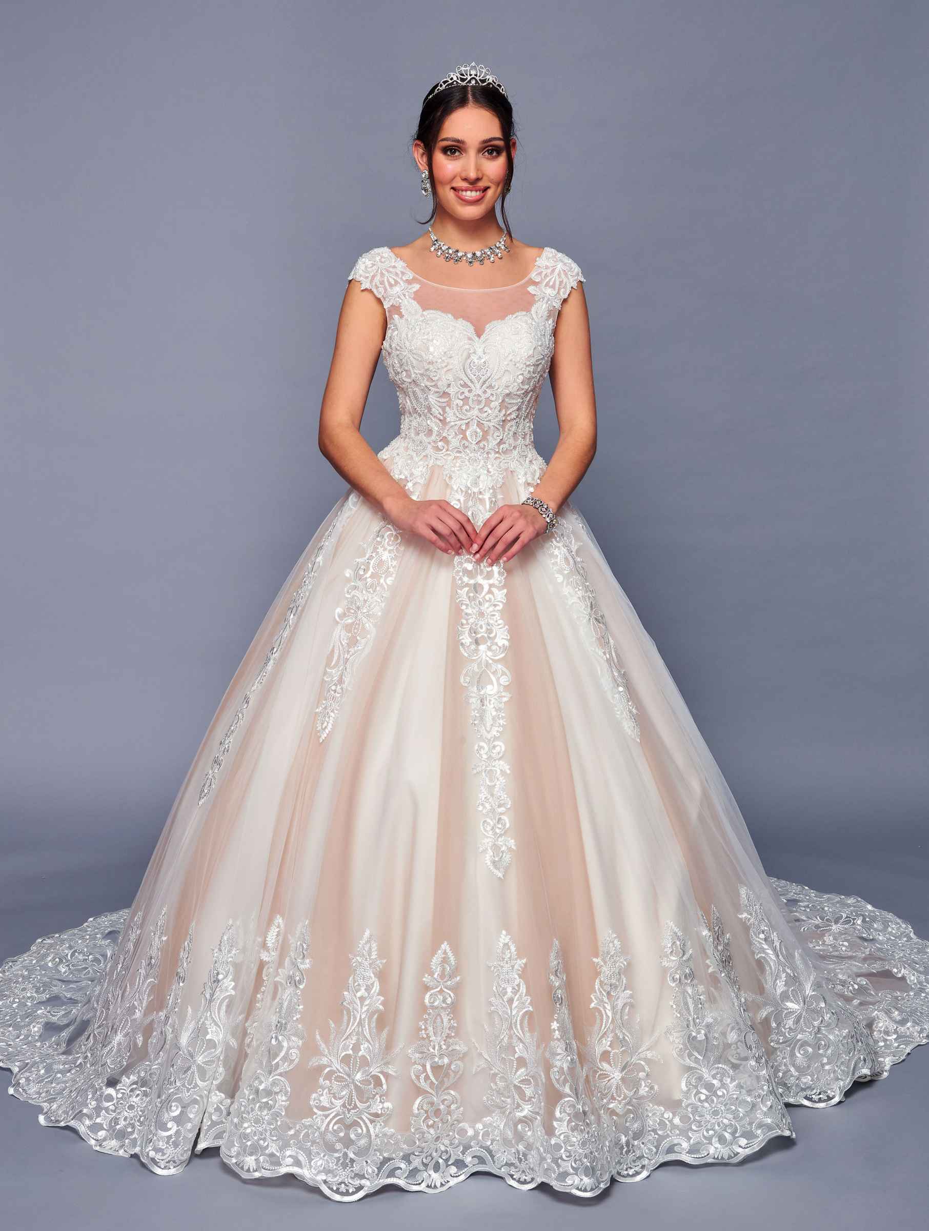 princess a line wedding dress Princess Style A-line V-neck Tulle Floor Length Wedding Dresses Lace Embroidery