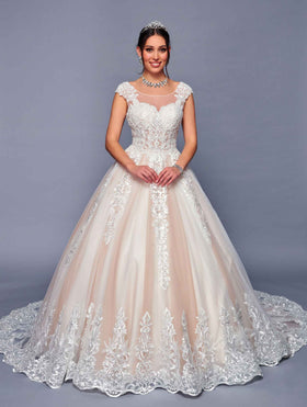 DeKlaire 479 Princess A-Line Wedding Ball Gown with Cap Sleeves