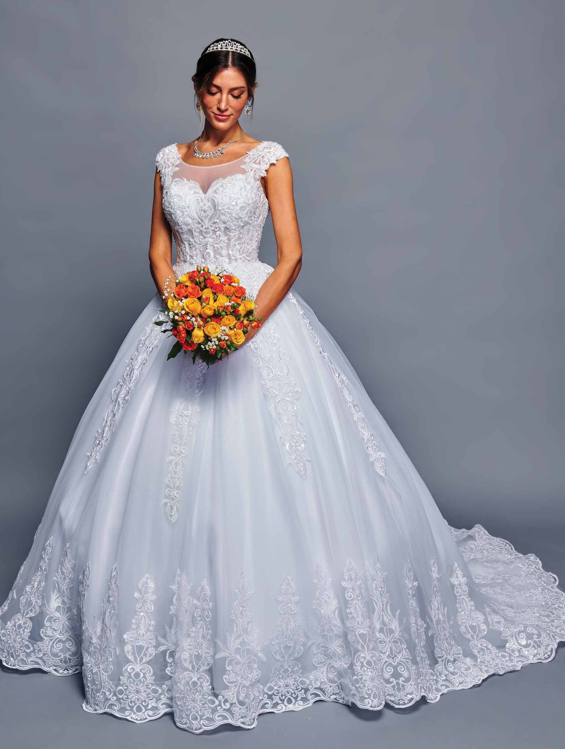 DeKlaire 479 Princess A-Line Wedding Gown – Cap Sleeve Ball Dress