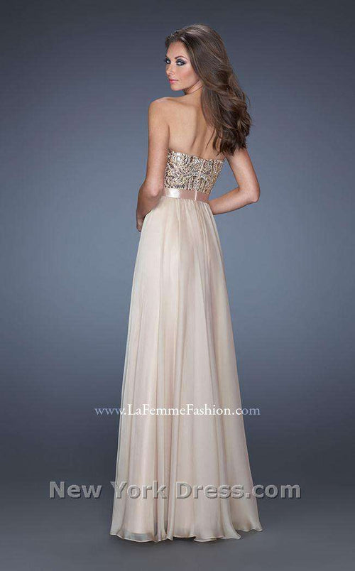 La Femme 19282 Slit Metallic Sweetheart Sleeveless Prom Dress