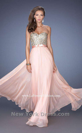 La Femme 19282 Slit Metallic Sweetheart Sleeveless Prom Dress