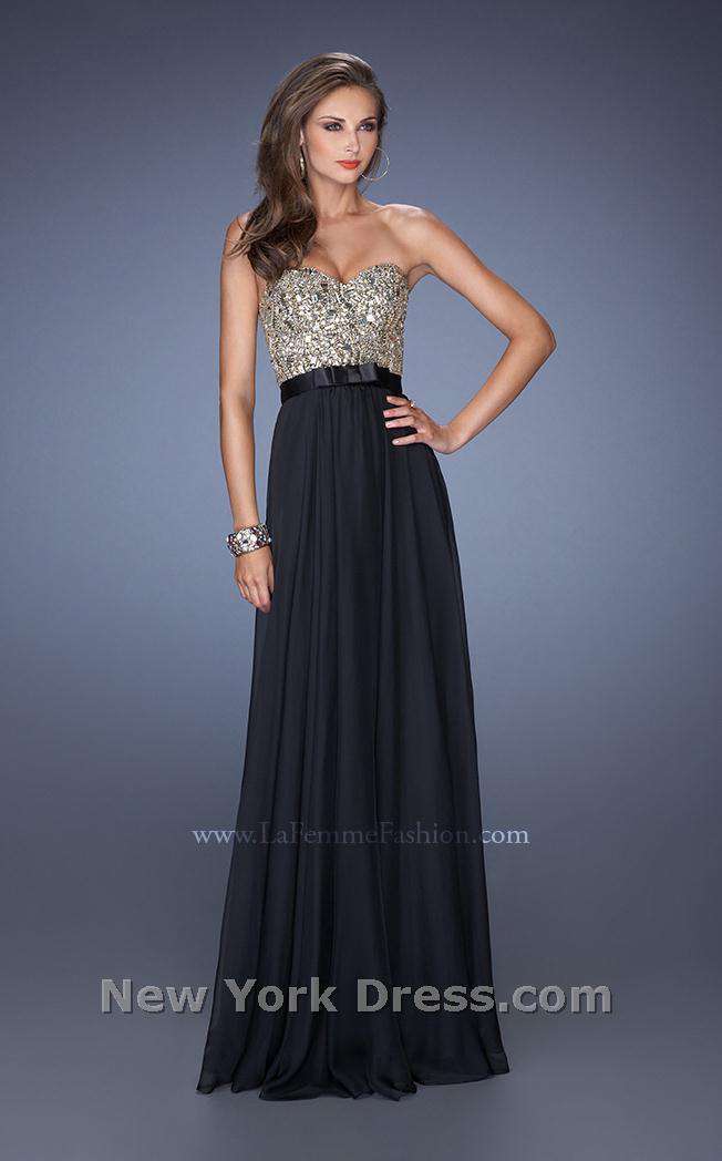La Femme 19282 Slit Metallic Sweetheart Sleeveless Prom Dress