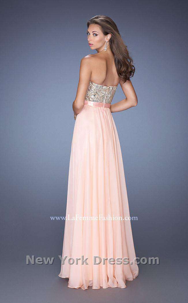 La Femme 19282 Slit Metallic Sweetheart Sleeveless Prom Dress