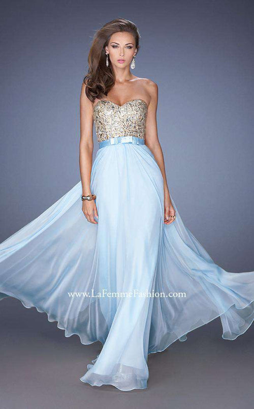 La Femme 19282 Slit Metallic Sweetheart Sleeveless Prom Dress