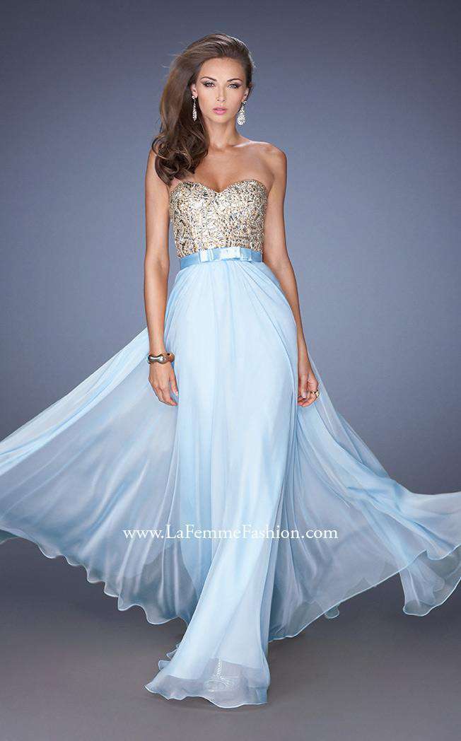 La Femme 19282 Slit Metallic Sweetheart Sleeveless Prom Dress