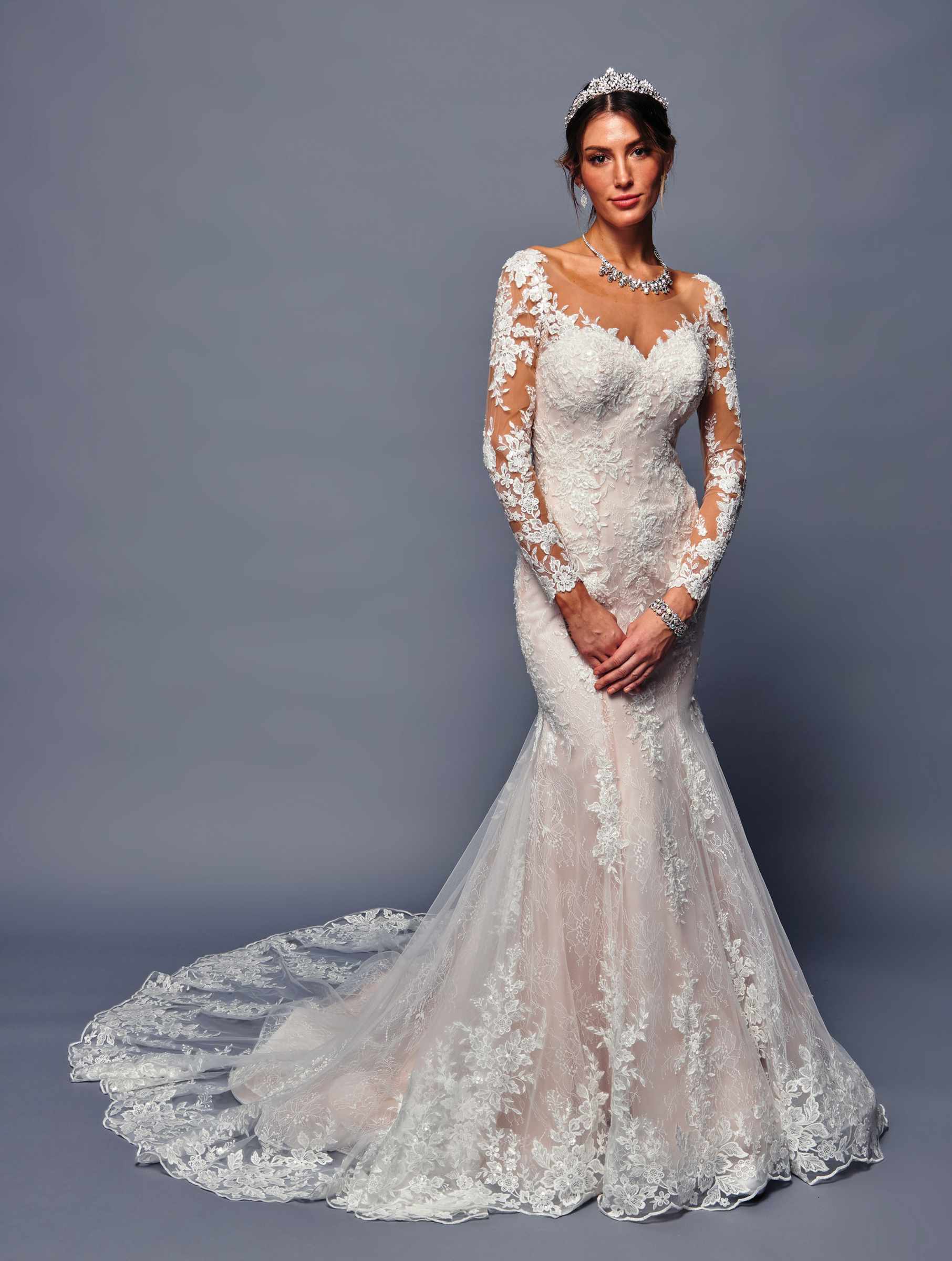 DeKlaire 483 Trumpet Wedding Dress – Long Sleeve Bridal Gown