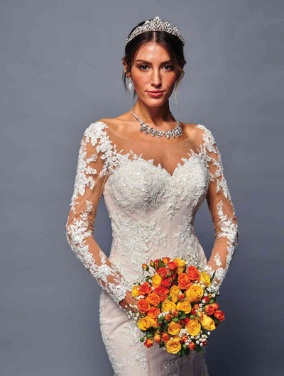 Deklaire Bridal 483 Long Sleeve Trumpet Wedding Gown
