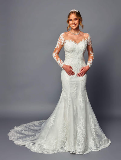 Deklaire Bridal 483 Long Sleeve Trumpet Wedding Gown