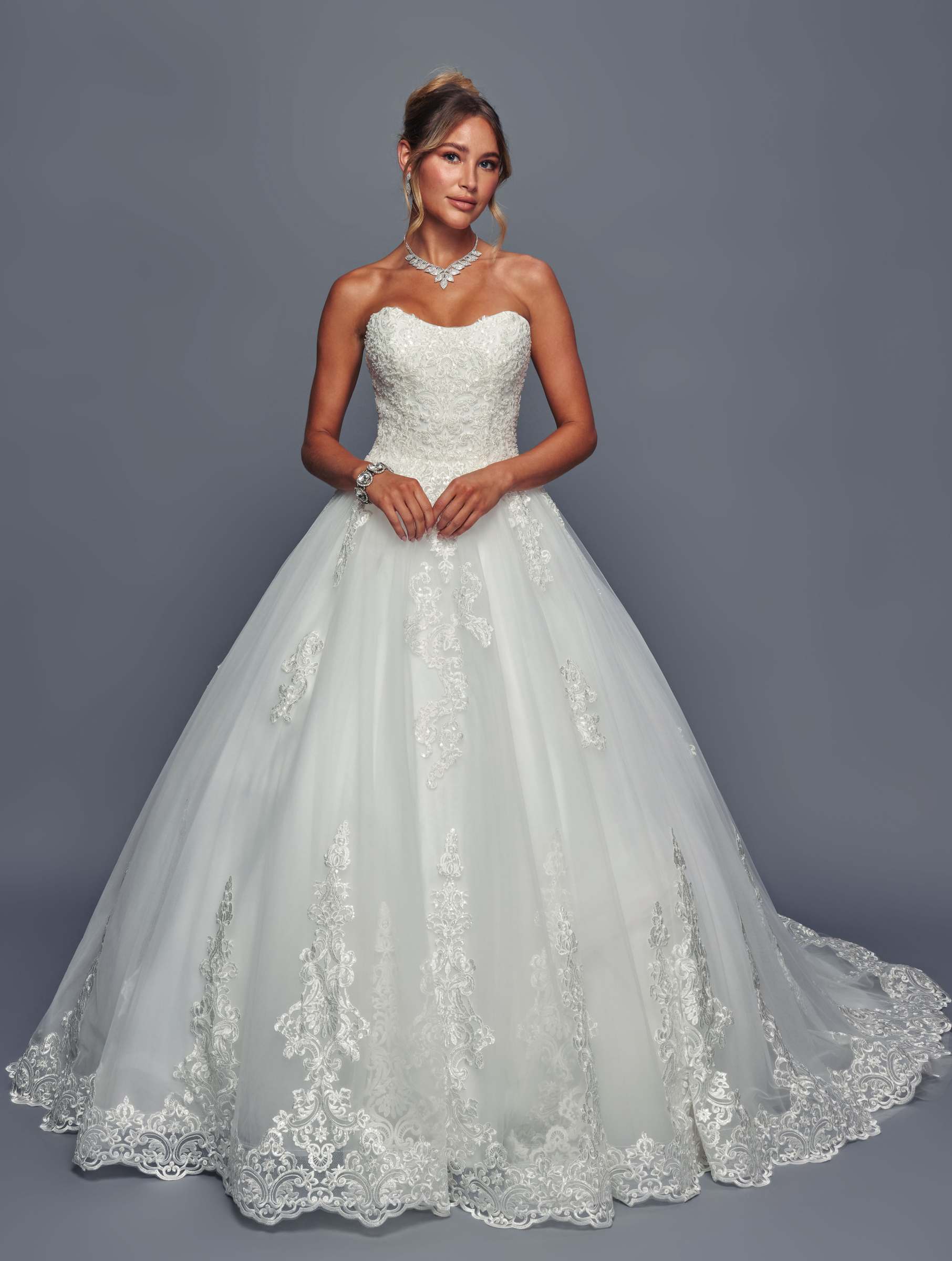 Deklaire Bridal 487 Wedding Dress Long Strapless A-Line Ball Gown