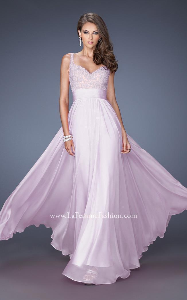 La Femme 19882C Lace Embroidered Slit Sleeveless Prom Dress