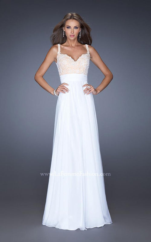 La Femme 19882C Lace Embroidered Slit Sleeveless Prom Dress
