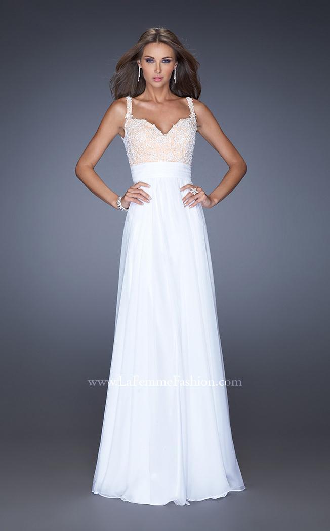 La Femme 19882C Lace Embroidered Slit Sleeveless Prom Dress