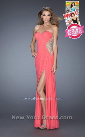 La Femme 20130C Slit Sleeveless Formal Dress