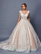 DeKlaire Bridal 490 Wedding Dress A-Line Cap Sleeve Chapel Train