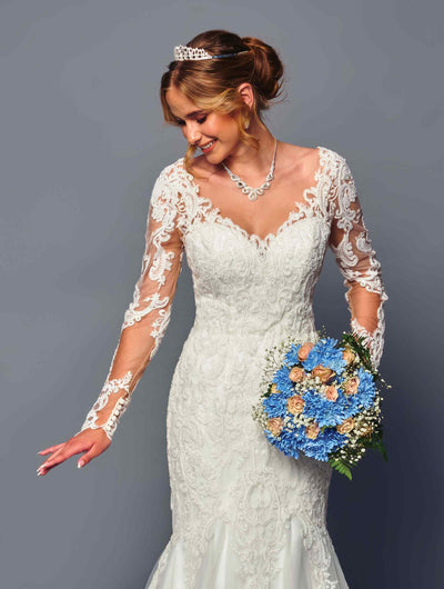 DeKlaire Bridal 492 Wedding Dress Long Sleeve Trumpet Gown