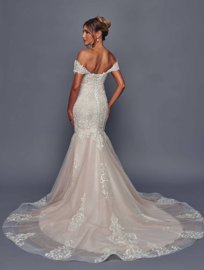 Deklaire Bridal 495 Off the Shoulder Trumpet Wedding Gown