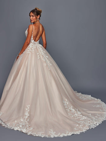 Deklaire Bridal 496 Spaghetti Strap A-line Ballgown Wedding Gown Chapel Train