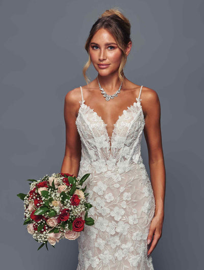 Deklaire Bridal 498 Fitted Trumpet Skirt Wedding Gown Court Train