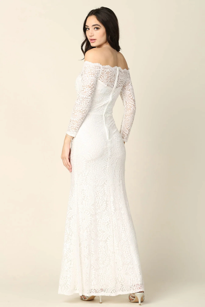 Eva USA 3287 Long Off-Shoulder Formal Lace Evening Party Dress