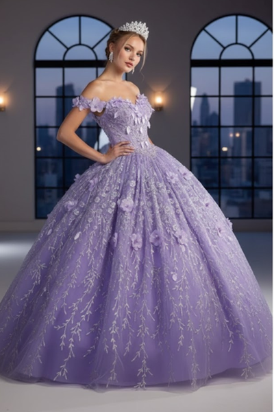 Floral Off The Shoulder Ball Gown