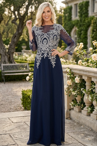 May Queen Navy/Silver Mother of the Bride Dress