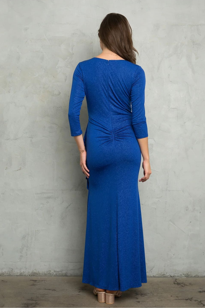 Black Funeral Dress for Women V-neck 3/4 Sleeve Ankle Length Gown