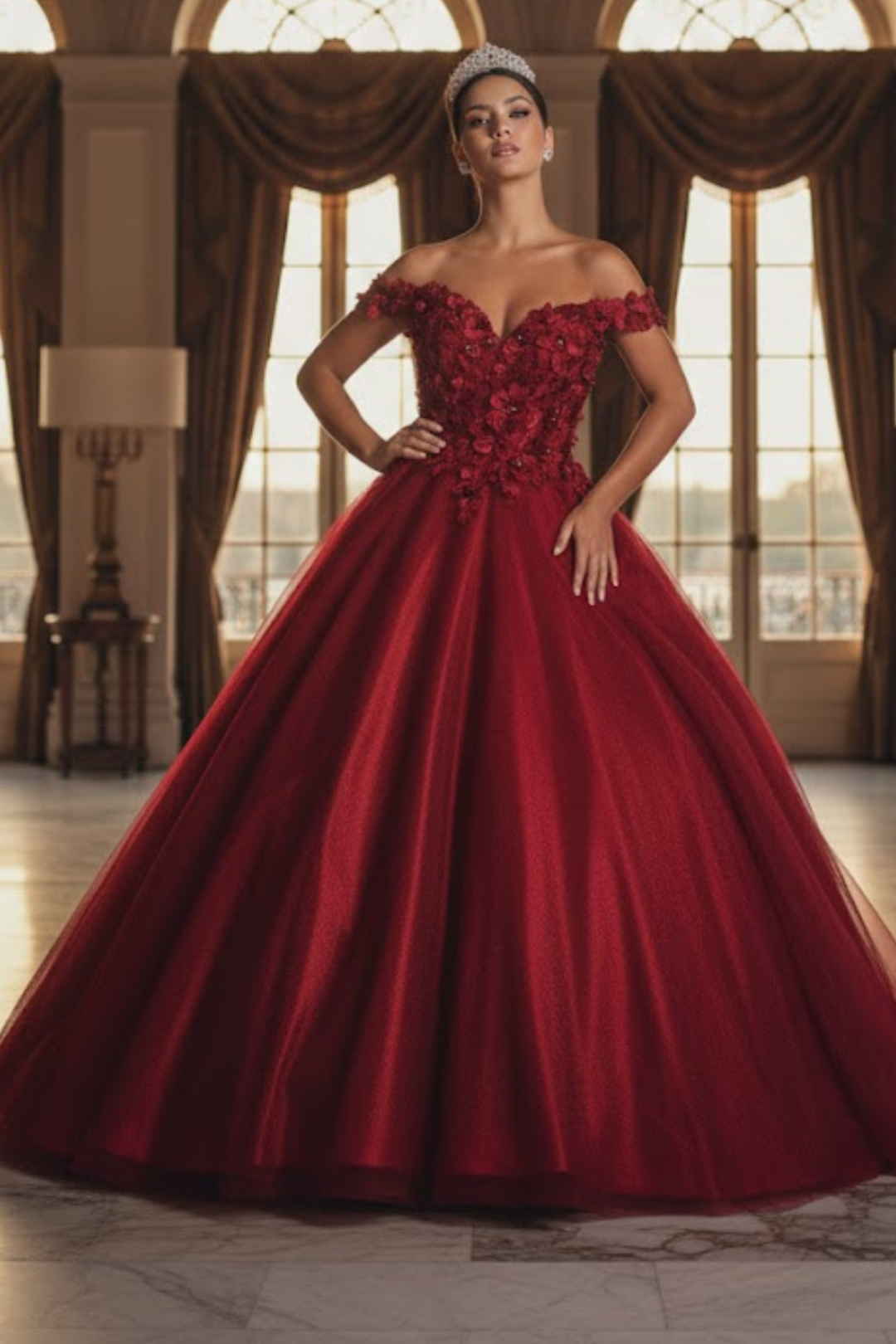 Sweet 16 Birthday Party Dress in Burgundy Style Ball Gown