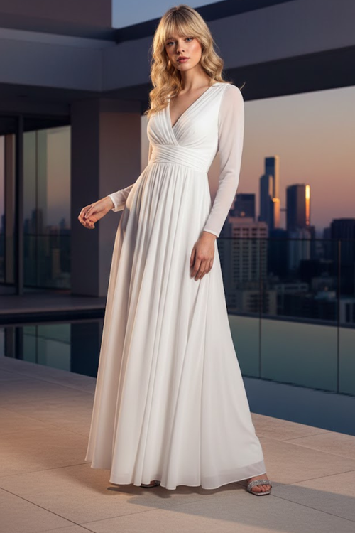 Mauve Bridesmaid Dresses-Inexpensive Lenovia 5234 Long Sleeve Sheer