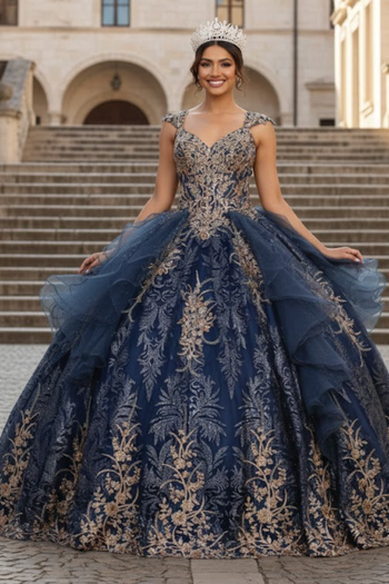 Sweet 16 Birthday Party Dress in Navy/Gold Style LK231 Ball Gown