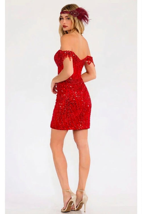 Flapper Dress for Vintage 1920s Outfit in Red Style JT919L