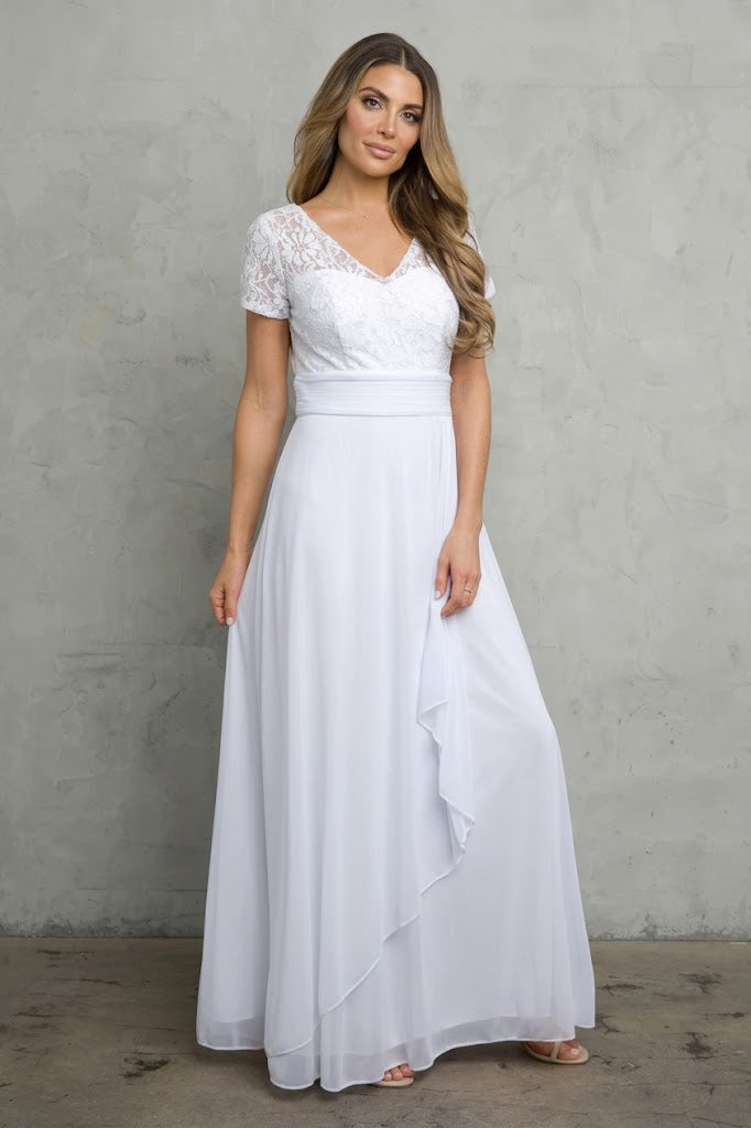 Eva USA 3486 A-Line Lace Simple Long Wedding Dress