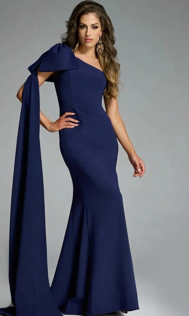 Jovani 44177 - One Shoulder Gown with Oversized Bow