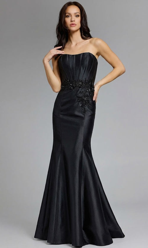 Strapless Floral Mermaid Gown in Berry Jovani 43817