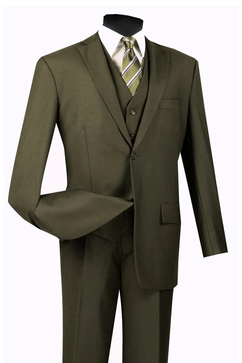 Traje básico de dos botones para hombre en color oliva
