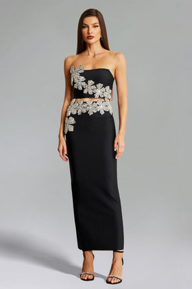 Bella Barnett Eleganza Flowers With Diamonds Bandage Formal Evening Two-piece Set
