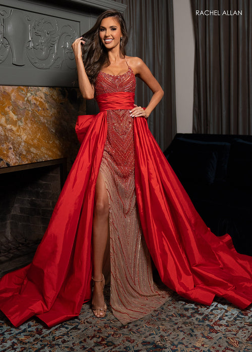 Rachel Allan 50330 Beaded Sleeveless Overskirt Gown