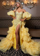 Rachel Allan 50334 Beaded Puff Sleeve Overskirt Gown