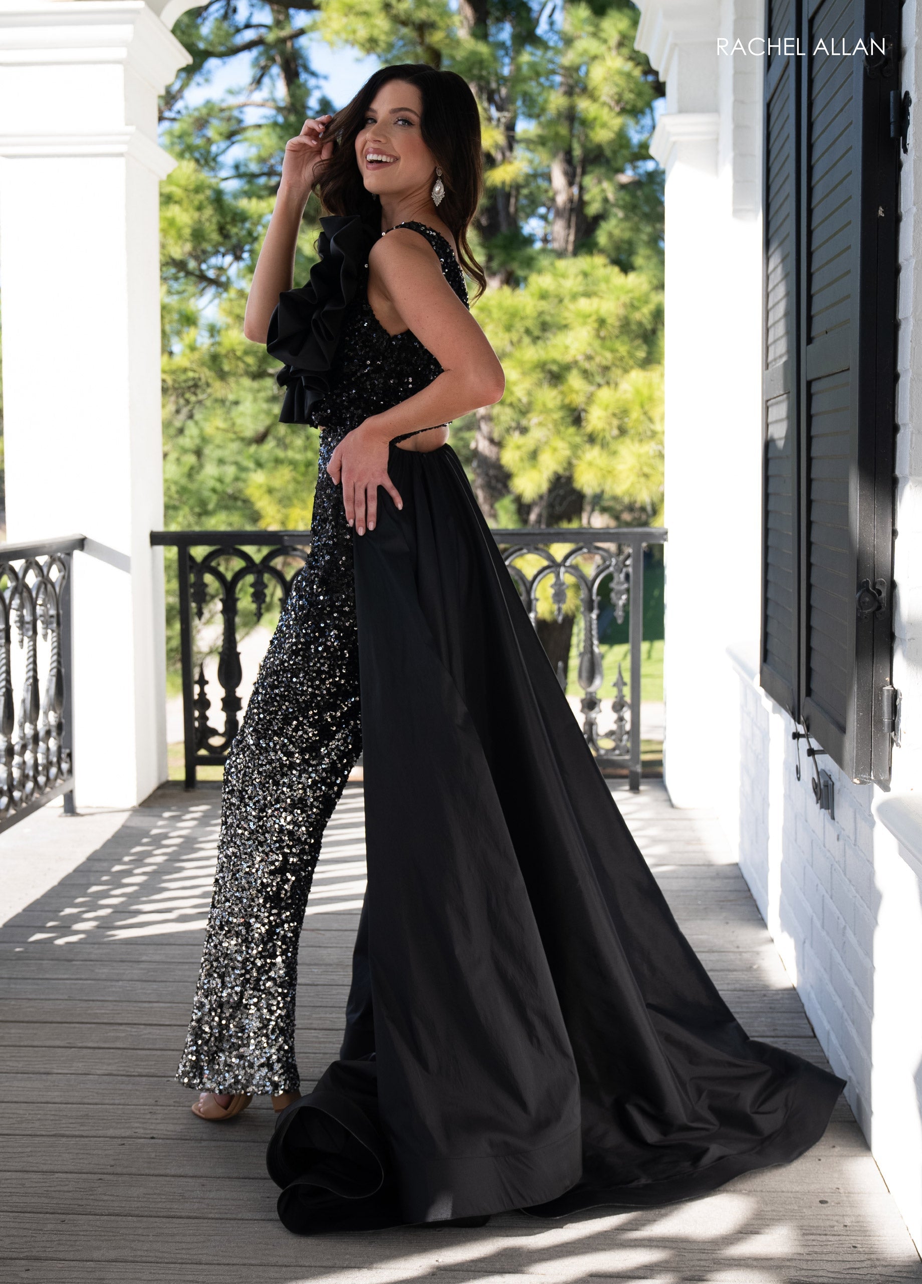 Rachel Allan 50335 Sequin One Shoulder Jumpsuit