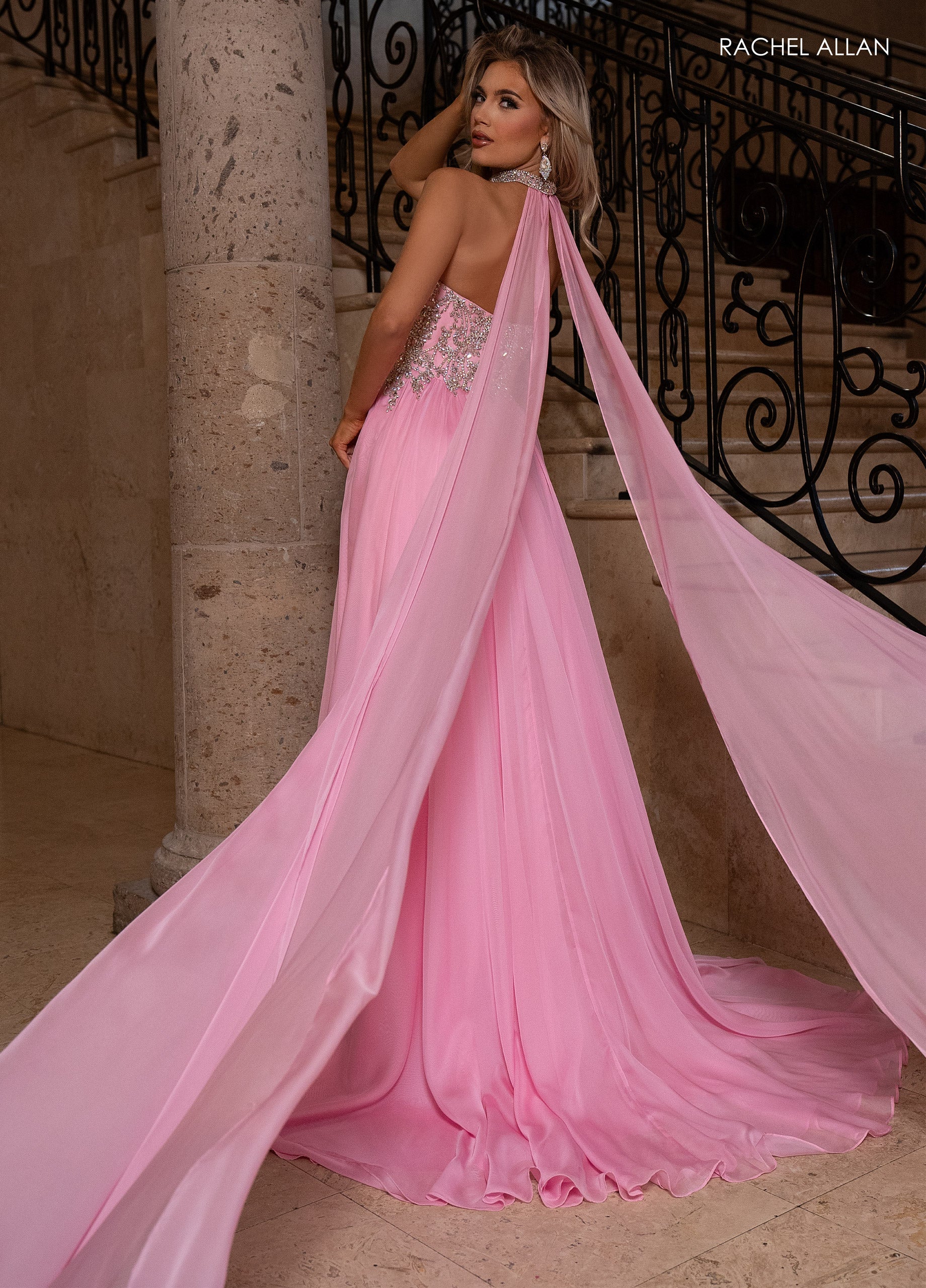 Rachel Allan 50362 Strapless Choker A-line Slit Gown