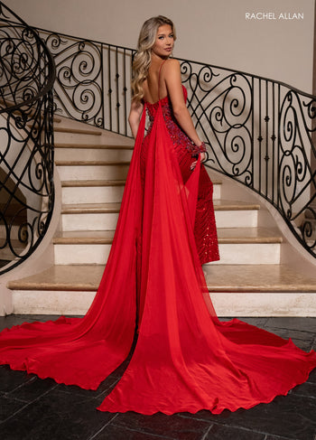 Rachel Allan 50363 Sleeveless Overskirt Jumpsuit