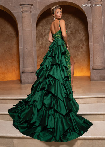 Rachel Allan 50364 Sleeveless Ruffled Overskirt Gown